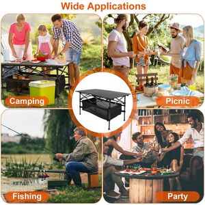 Tavolo da Campeggio Pieghevole Portatile 220 Libbre con Telaio in Alluminio e Base in Acciaio, Montaggio in 30 Secondi Senza Attrezzi, Cestino in Rete Rimovibile - Product Image 2
