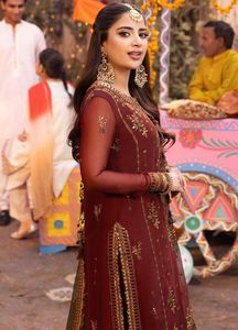 ชุดสาหรี่กะมีซคุณภาพสูงสำหรับผู้หญิงสไตล์ปากีสถาน เหมาะสำหรับงานแต่งงานและงานเลี้ยง ชุด 3 ชิ้น ความยาวระดับข้อเท้า ระบายอากาศได้ดี ยืดหยุ่นได้ ใส่ได้ทุกฤดู - Product Image 3