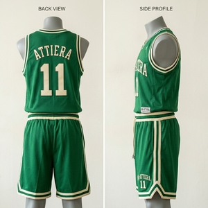 Ensemble de maillots et shorts de basket-ball personnalisés vert et blanc, uniforme d'équipe, fabricant de vêtements de sport en gros - Product Image 4