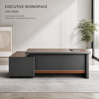 Bureau de direction en bois grainé avec armoire de rangement latérale 2400 mm, mobilier de bureau moderne pour directeur