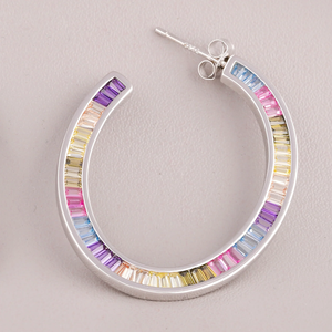 Modernos Pendientes de Aro Vintage de Plata 925 Chapados en Oro con Engaste de Diamantes Multicolor para Uso Diario de Mujeres - Product Image 3
