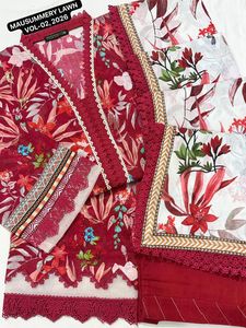 MAUSUMMERY LAWN VOL-2 Ensemble 3 pièces brodé prêt-à-porter en coton pour fête d'été, comprenant chemise, dupatta et salwar en dentelle - Product Image 4