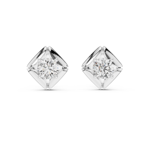 Pendientes de Diamantes Redondos Cultivados en Laboratorio en Oro Amarillo |   Pendientes para Uso Diario |   Diamante Cultivado Nuevo - Product Image 3