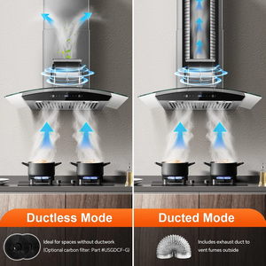 Ventilateur de poêle mural 30W 700C-F-M avec panneau tactile pour cuisine, LED, NOUVEAU - Product Image 5