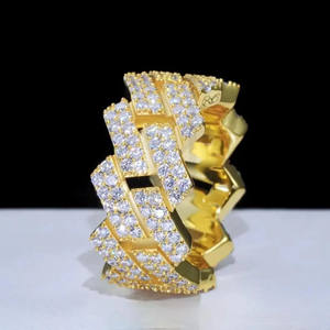 Moissanite Iced Chunky Cluster 925 Sterling Silver Rhodium Plated Diamond Wedding Hip Hop Style <b>Statement</b> Jewelry <b>for</b> Men <b>Women</b> - Product Image 4