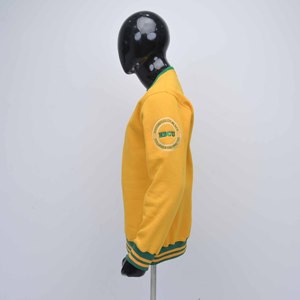 Premium Quality Custom Logo Yellow Green Letter Applique <b>Men</b> Sweatshirt Long Sleeve Crew Neck <b>Pullover</b> Hoodie for Campus Wear - Product Image 4