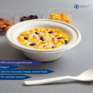 Bagasse Bowl <b>Disposable</b> Natural Biodegradable <b>Tableware</b> for Hotel Amenities and Airline Food Service Supplies Bulk - Product Image 2