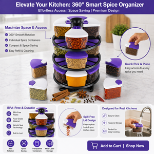 Rotatable Kitchen Spice Rack Organizer 3 Layer 360° Rotating Spice Rack <b>Storage</b> <b>Container</b> with Airtight Jars Space Saving - Product Image 4