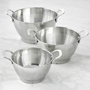 Multipurpose Metal <b>Colander</b> With Fine Drain Holes For Cleaning Straining And Preparing Fresh Foods In Kitchen - Product Image 4