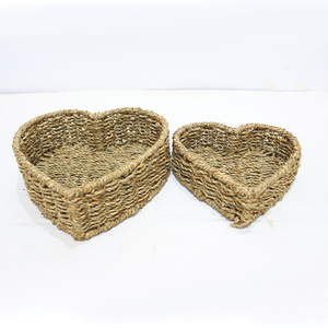 Cestas de Corazón de Seagrass Tejidas a Mano, Bandejas Decorativas Apilables para Almacenamiento - Product Image 2