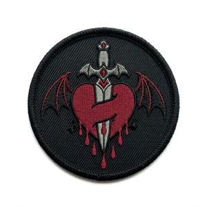 Parche Termoadhesivo Personalizado de Corona Real de Murciélago, Insignia Bordada Circular con Filigrana Dorada, Aplique Gótico para Ropa de Vampiro y Chaquetas Vaqueras - Product Image 2