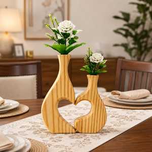 Handmade Round Wooden Modern Decorative Flower <b>Vase</b> Tabletop <b>Bud</b> <b>Vase</b> for Wedding Party Home Decor - Product Image 4