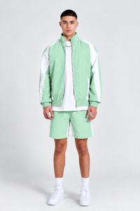 Veste coupe-vent légère vert menthe pour homme et ensemble short assorti, tenue de sport personnalisée, survêtement athlétique décontracté, ensemble deux pièces - Product Image 6