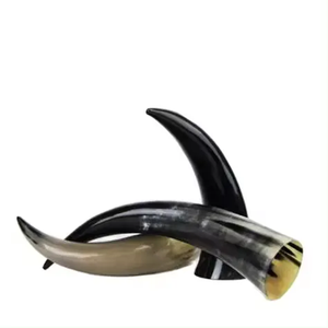 Eco-Friendly Polished Hand Carved Ox Buffalo Horn Viking Medieval <b>Drinking</b> Love Design Matching <b>Stand</b> Leather Holder Beer/Mead - Product Image 2