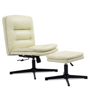 Sedia da ufficio senza braccioli in pelle sintetica con schienale alto a doppio strato ampio sedile girevole sedia da tavolo reclinabile sedia da scrivania senza sedia - Product Image 3