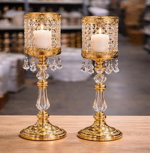 Support de bougie haut de gamme en cristal doré – Centre de table en métal pour mariage, événements et décoration intérieure - Product Image 3