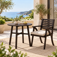 Ensemble table et chaises pliantes contemporaines en bois d'acacia pour patio, balcon, jardin – Conception durable, beige, non imperméable