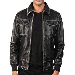 Chaqueta Bomber de Cuero Estilo Clásico y Cómodo para Hombre, Ropa Exterior de Motero de Calidad Premium, Suministros para Pedidos al por Mayor con Logotipo Personalizado - Product Image 1