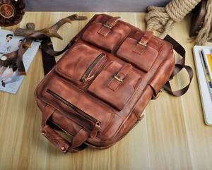 <b>Large</b> Capacity Waterproof <b>Leather</b> <b>Backpack</b> Vintage Anti-Theft Laptop Bag for Business Trip Rucksack LBP-0335 - Product Image 5