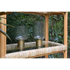 Cylinder <b>Hurricane</b> Candleholder Clear Glass With Gold Base Home Decoration - Product Image 5
