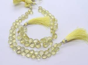 Perles de quartz citron naturel facettées en forme de cœur, 8-9 mm, 8 pouces, perles de pierres précieuses en quartz citron naturel - Product Image 5