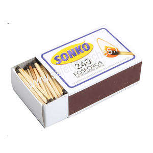 Allumettes de sécurité de cuisine personnalisées de marque, écologiques, 200 bâtonnets, carton duplex blanc 113x65x20mm, tête colorée avec logo imprimé - Product Image 1