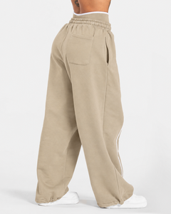Wholesale <b>Women</b> Contrastline Zip <b>Jacket</b> Tracksuit Set Casual Two Piece Outfit Relaxed Fit Wide Leg Pants Matching Clothing - Product Image 6