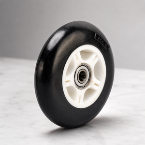 Rueda de Neumático Sólido LMC06 de 4 Pulgadas, Goma Negra con Núcleo Blanco y Rodamiento - Product Image 1