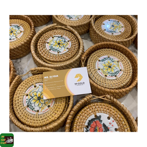 99 GOLD DATA Pan Rattan Plate Set Natural Woven Coasters for Dining Table Decor Home Hotel Use Handmade Craft Made in Vietnam - Product Image 4