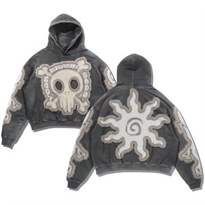 Sweat à capuche surdimensionné vintage délavé à l'acide pour homme, avec logo brodé, style streetwear décontracté, marque de vêtements de mode OEM - Product Image 6