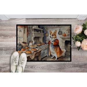 Corgi Fall Cuisine Citrouilles Paillasson Antidérapant 24H X 36W Intérieur Extérieur Tapis D'entrée Lavable Pile Basse Tapis De Porte Avant - Product Image 2