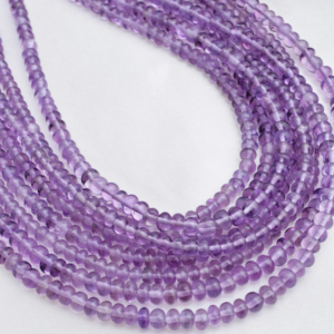 ลูกปัดอะมีทิสต์ธรรมชาติทรงรอนเดลล์เรียบ ขนาด 3 มม. ถึง 4 มม. ลูกปัดอะมีทิสต์ธรรมชาติแบบเรียบ สำหรับทำเครื่องประดับชั้นดี อัญมณี - Product Image 1