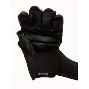 Guantes de Entrenamiento de Artes Marciales, Medios Dedos, Material PU, Cierre de Velcro, Verde y Negro, para Adultos - Product Image 5