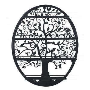 Espositore Organizzatore Ovale Nero per Smalti con Silhouette di Albero, Scaffale a Muro per Oli Essenziali - Product Image 1