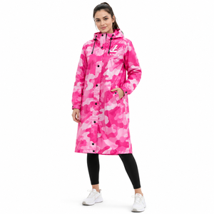 Custom Pink Camo Long Hooded Waterproof <b>Rain</b> <b>Jacket</b> Windproof Breathable Outdoor Raincoat for Women Hiking Fishing Camping OEM - Product Image 2