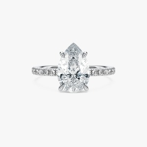 Anillo de Compromiso de Lujo con Diamante de Laboratorio en Forma de Pera de 3.45 CTW con Halo Oculto, Banda de Oro de 14K con Pavé, para Boda y Fiesta - Product Image 3
