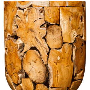 Table basse artisanale de luxe à motif grain de bois unique, robuste et durable, style rustique intemporel, en racine de teck cylindrique ARTERRA - Product Image 3
