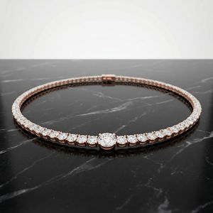 Collar de tenis de diamantes cultivados en laboratorio chapado en oro rosa, elegante, de plata 925, con brillo atemporal, lujoso, para fiesta de compromiso o aniversario - Product Image 4