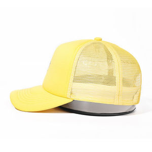 Gorras Trucker Personalizables de 5 Paneles al por Mayor, Gorra de Béisbol con Malla, Cierre a Presión, Espuma, Color Amarillo Sólido, para Uso en Exteriores - Product Image 5