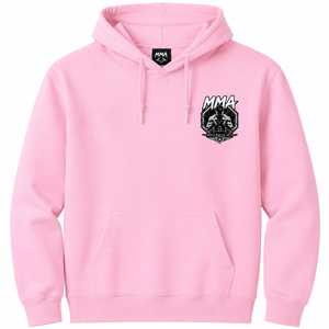 เสื้อสเวตเชิ้ตมีฮู้ดผ้าฟลีซสำหรับผู้ชายลายโลโก้ MMA สีชมพู ทรงปกติ ดีไซน์กระเป๋าเสื้อ สวมใส่สบายๆ สำหรับฤดูใบไม้ร่วง - Product Image 1