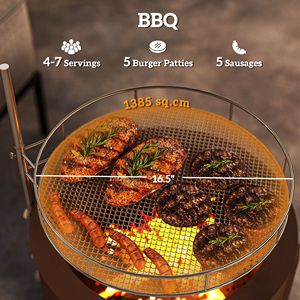 Griglia BBQ Portatile 2-in-1 Senza Fumo per Campeggio e Viaggi, in Acciaio Bronzato con Paletta, per Carbonella e Legna - Product Image 5