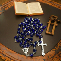 Chapelet religieux en cristal perles collier de prière catholique en forme de croix bijoux religieux cadeau pour le catholicisme