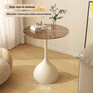 Mesa de Café de Lujo Personalizada, Muebles Metálicos para Cafetería, Mesa Redonda Pequeña de Vidrio Templado, Mesa Pequeña para Decoración del Hogar - Product Image 1