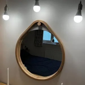 Simple Oval Wooden <b>Frame</b> Mirror Perfect For Bathroom Washroom And Home Wall Timeless Appeal Styling Handcrafted From India - Product Image 2