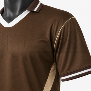 Camiseta de Fútbol Unisex Marrón con Cuello en V, Manga Corta, Absorbe la Humedad, Transpirable, Poliéster, Corte Regular para Adultos, Todas las Temporadas, Personalizable - Product Image 6