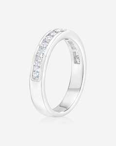 แหวนเพชรทรงกลมขนาด 3.5 มม. แบบซ้อนได้ ทองคำแท้ 14K ฝังแบบช่อง เหมาะสำหรับใส่ทุกวัน เครื่องประดับเรียบหรู แหวนแต่งงานแบบครึ่งวงนิรันดร์ - Product Image 3