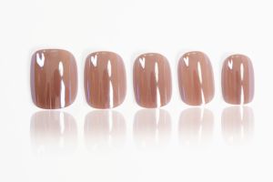 Uñas postizas brillantes, cortas, cuadradas, OEM, ODM, personalizadas de fábrica, color nude natural, al por mayor, transparentes, artificiales, a presión. - Product Image 5