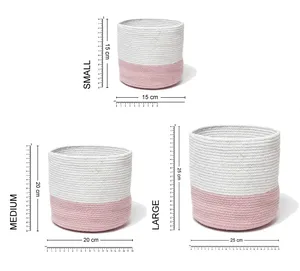 Set of 3 Dual-Use Cotton Basket for Home Decor & <b>Storage</b> - Product Image 6