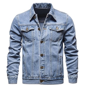 Regular Fit Heavyweight Cotton Eco-Friendly Breathable Vintage Casual <b>Trucker</b> Jean <b>Jacket</b> Outerwear with Flap Chest Pockets - Product Image 1