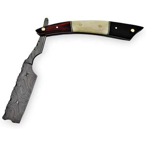 Maquinilla de afeitar de acero de Damasco personalizable, diseño de seguridad plegable clásico, bolsa de cuero con mango de madera OEM para uso industrial - Product Image 3